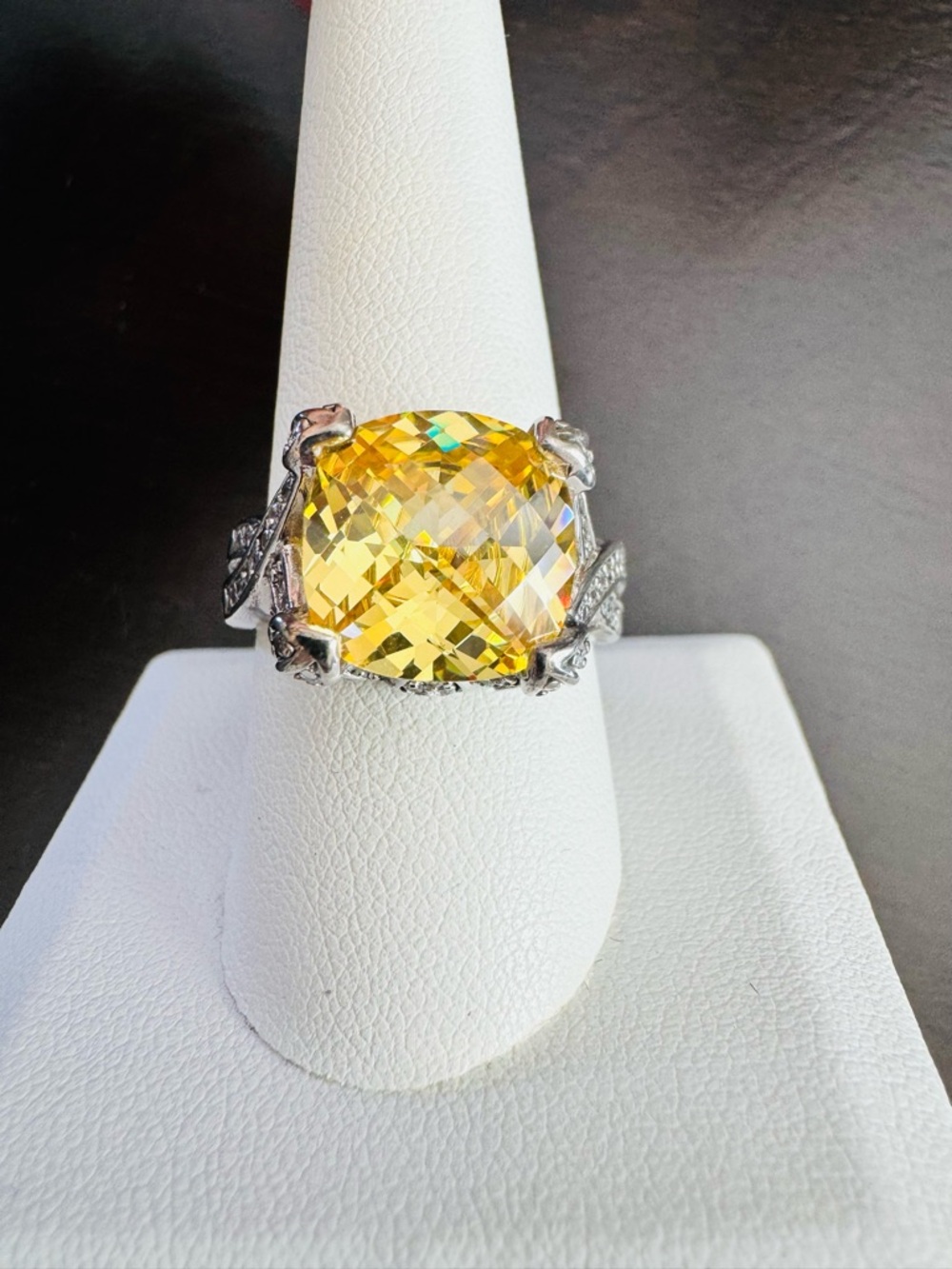 Vintage Sterling Silver Citrine Statement Ring size 10 - Picture 4 of 7